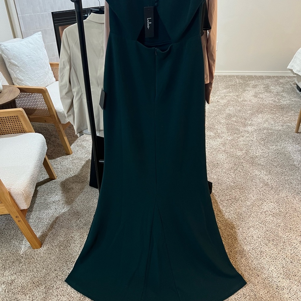 Lulus Moments Of Bliss Forest Green Backless Mermaid Maxi Dress - Size L - Picture 8 of 12